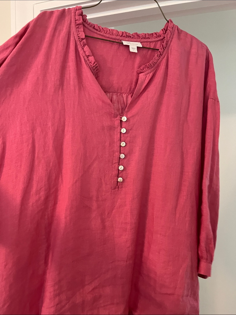 J. Jill Raspberry Pink Linen Button-Front Blouse